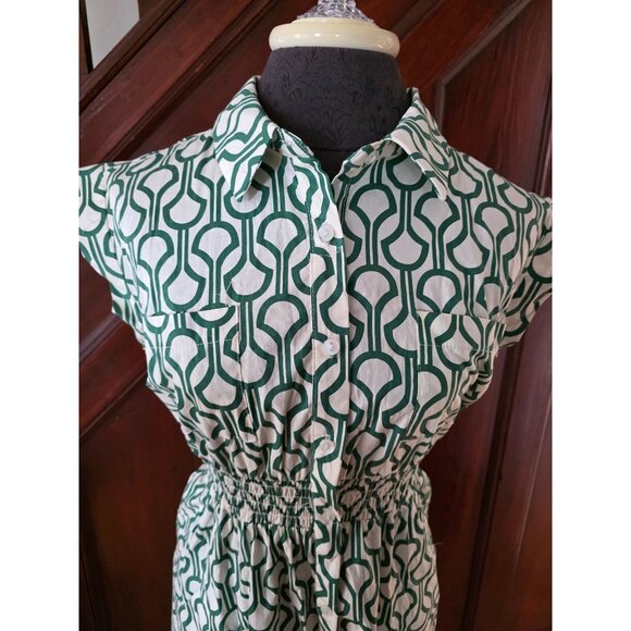 Monteau Womens Geometric Patterned Cotton Dress L NWT - Picture 2 of 7
